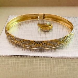 10K Two tone Bangle and 14K Earrings